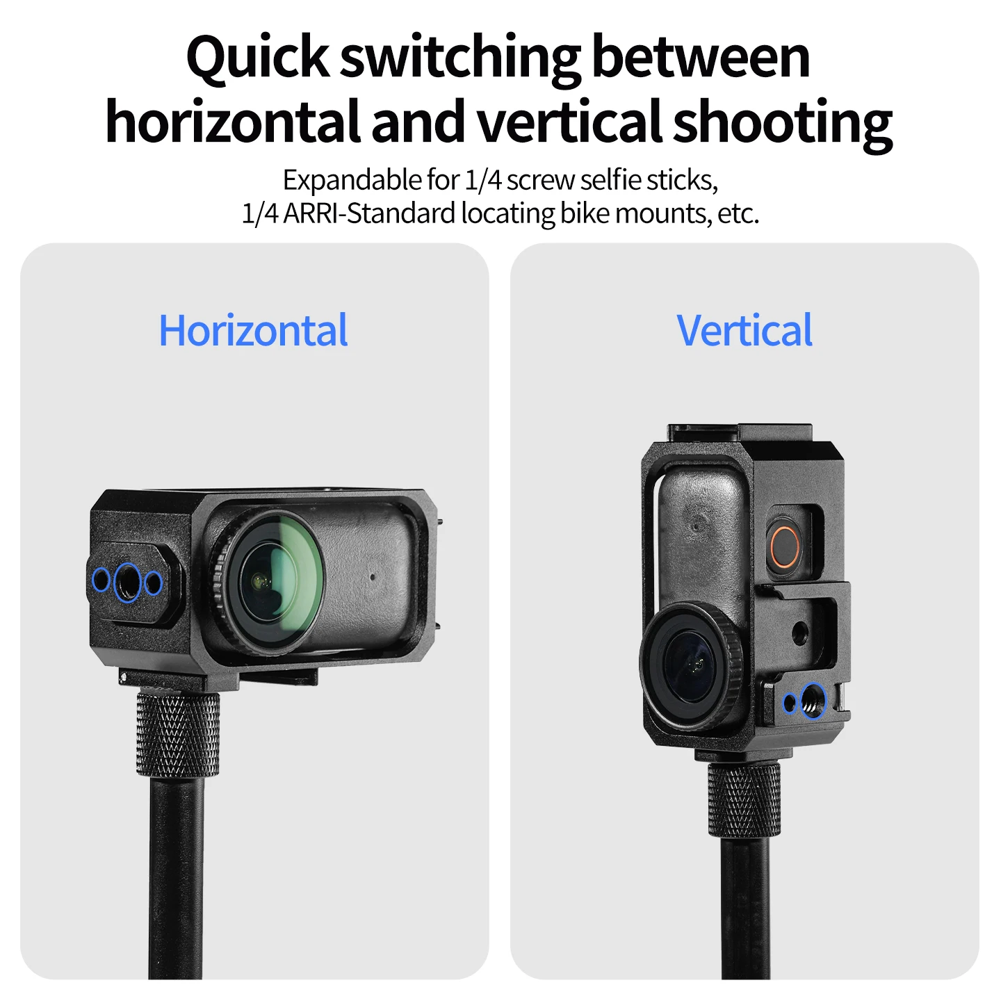 Für DJI Osmo Nano Metall-Käfig Schnellwechsel-Stativadapter Cold Shoe Halterung für Vertikale und Horizontale Umschalt-Actionkamera Zubehör – Detail 7