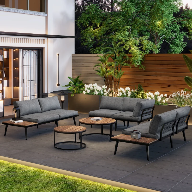 Garden lounge set , garden furniture,frame made of galvanized iron, dining group 6-piece, (2x sofa, 2x single armchair, 2x table