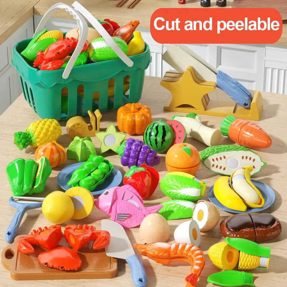 フルーツカットごっこ遊びおもちゃ子供のためのキッチンごっこ遊びフルーツ野菜アクセサリー教育玩具食品キット幼児用 Z2G7