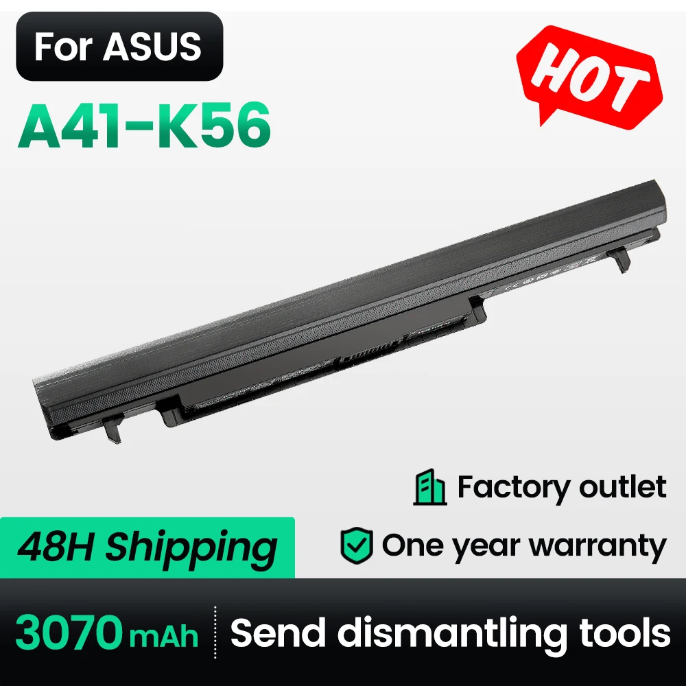 

Keyuan A41-K56 Laptop Battery K56C|K56CA|K56CM|K46 For Asus A56|A46|K56 3070mah K46C|K46CA|K46CM