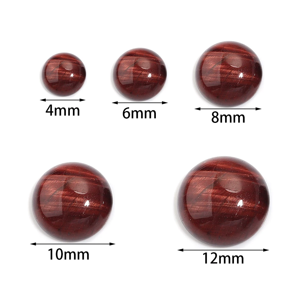 10pcs 4 6 8 10 12 mm Red Tiger Eye Cabochon Beads Round Flatback Natural Stone Cabochon For Jewelry Making DIY Rings Necklace