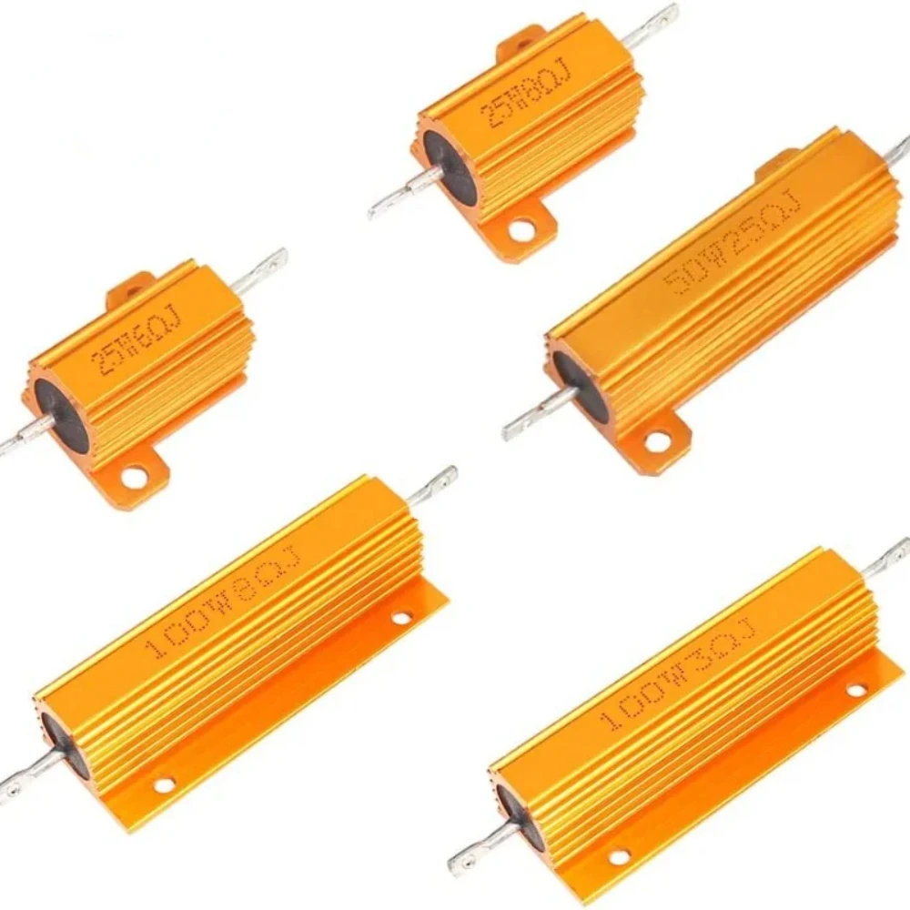 10PCS/Box - Aluminum Power Resistors 25W 6Ohm/8Ohm, 50W 25Ohm, 100W 3Ohm/8Ohm,RX24 resistance kit,Heat dissipation resistor set