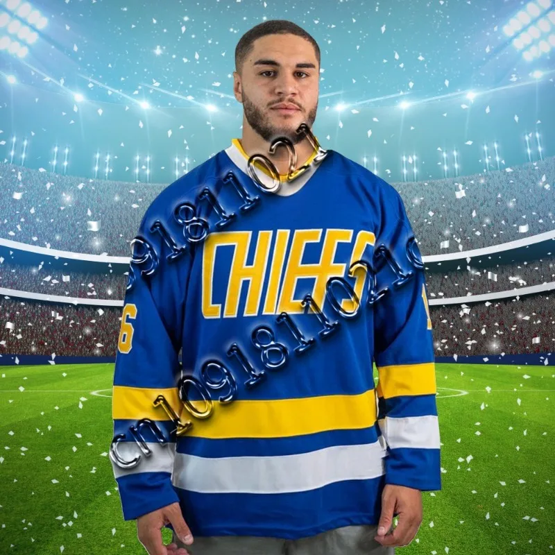 Hanson Brothers Charlestown Chiefs 16 Jack 17 Steve 18 Jeff Slap Shot Movie Hockey Jersey