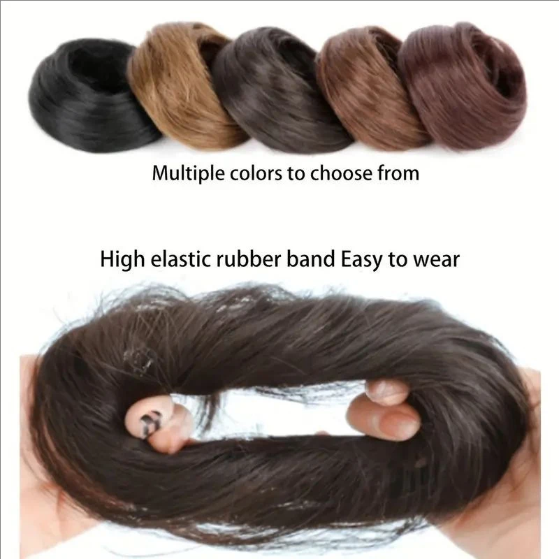 Synthetic Fake Hair Bun Rubber Band Multicolour Clip In On Hair Tail Extension Updo Natural High Ponytail For Women