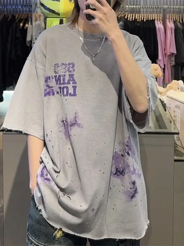 

Футболка с фирменным логотипом ручной работы, ультратяжелая, дышащая, молодежная, летняя, SSSAINT LOUIS