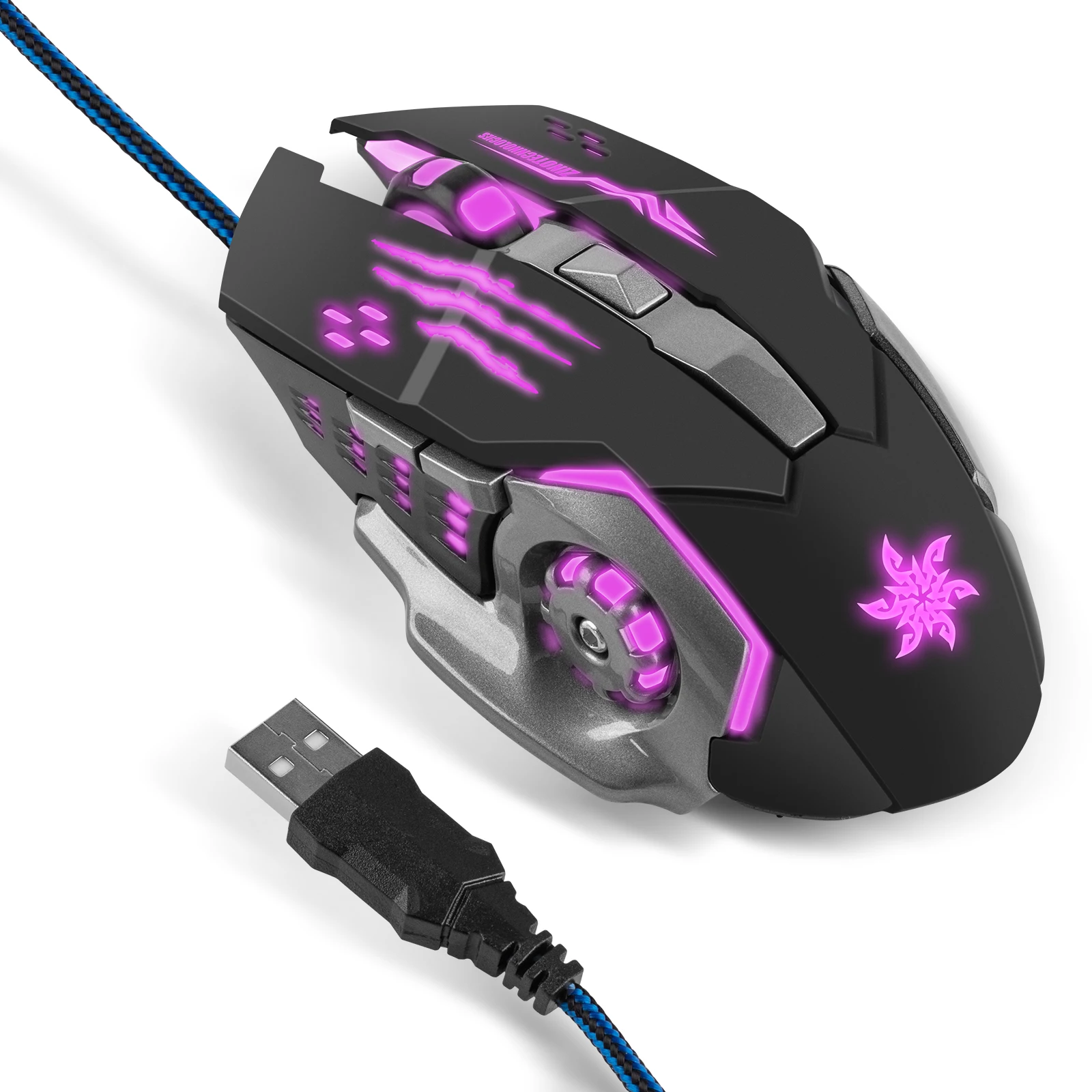 Gaming Mouse Wired USB Optical Computer Mice with RGB Backlit 4 Adjustable DPI Ergonomic Gamer Laptop PC Mouse with 6 Buttons