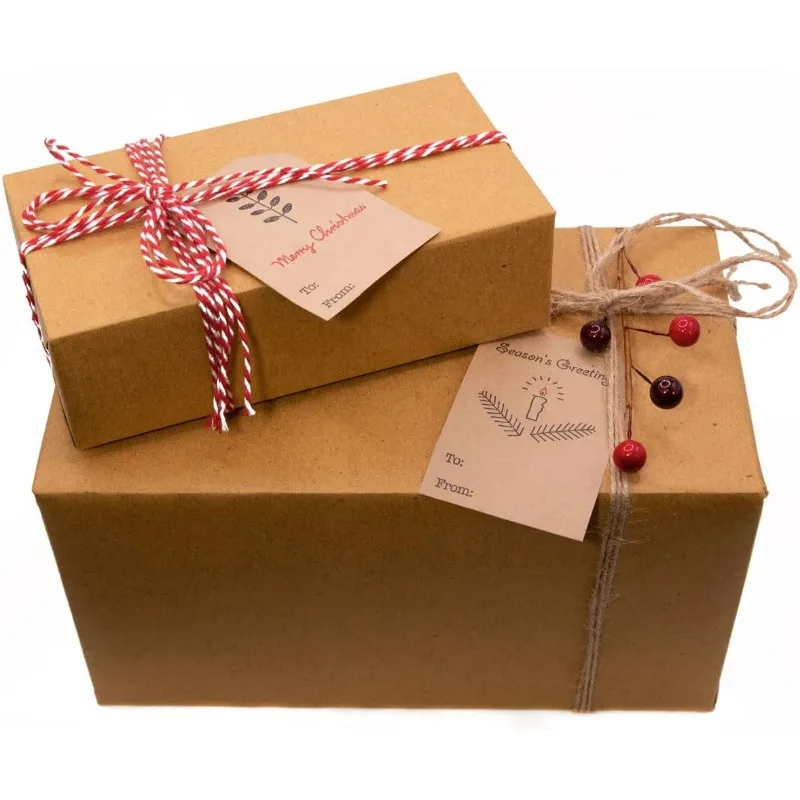 1 Roll Natural Kraft Simple Christmas Gift Tags Holiday Present Stickers 2 x 3 Inch 100 Total Adhesive Labels image 6