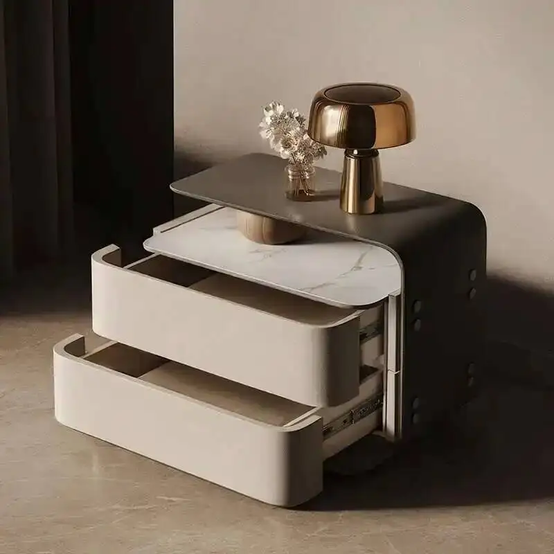 Aesthetic Vintage Luxury Nightstand Trendy Storage Simple Bedside Table Italian Modern Comodini Camera Letto Bedroom Furniture
