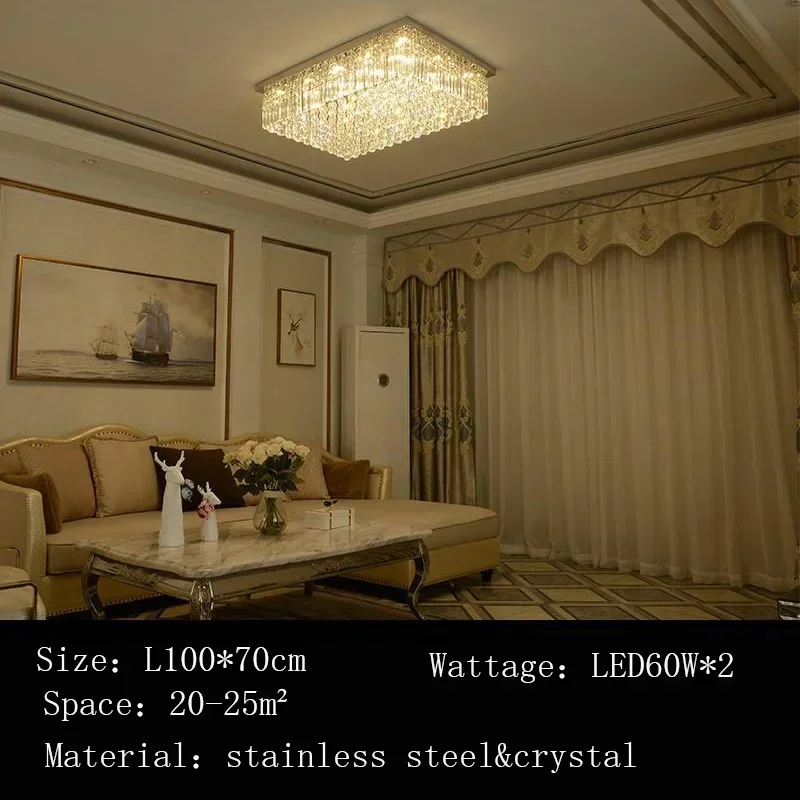 Room Lamp Crystal  Grade Simple Light LED Luxurious Rectangular Living Luxury High Modern Dining   Master Bedroom