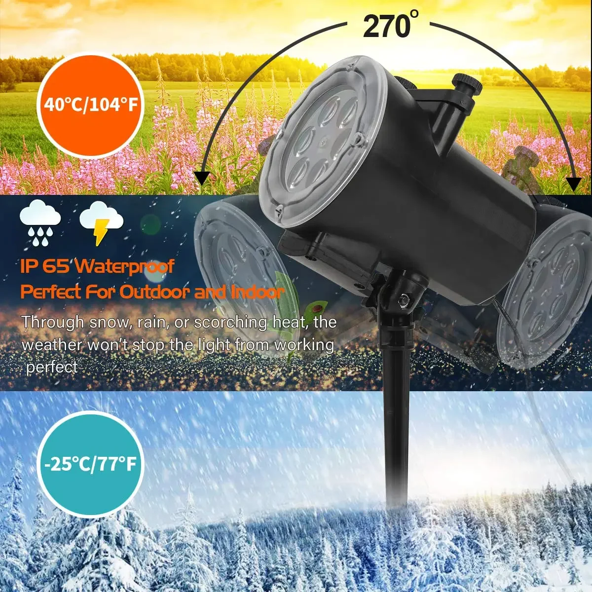 Christmas Holiday Lights Projector Waterproof IP65 Indoor Outdoor LED Projector 16 Slides Holiday Light Garden House Party Decor