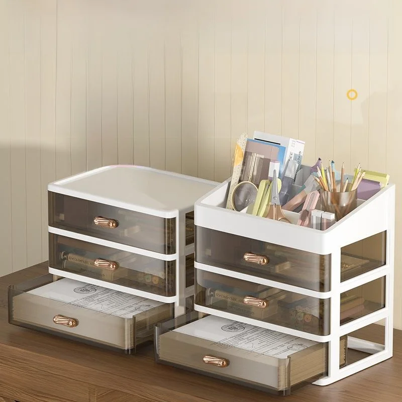 

Transparent Plastic Desktop Organizer Drawer Box Stationery Storage Box Student Cosmetic Table Skincare Product Arrangement Box