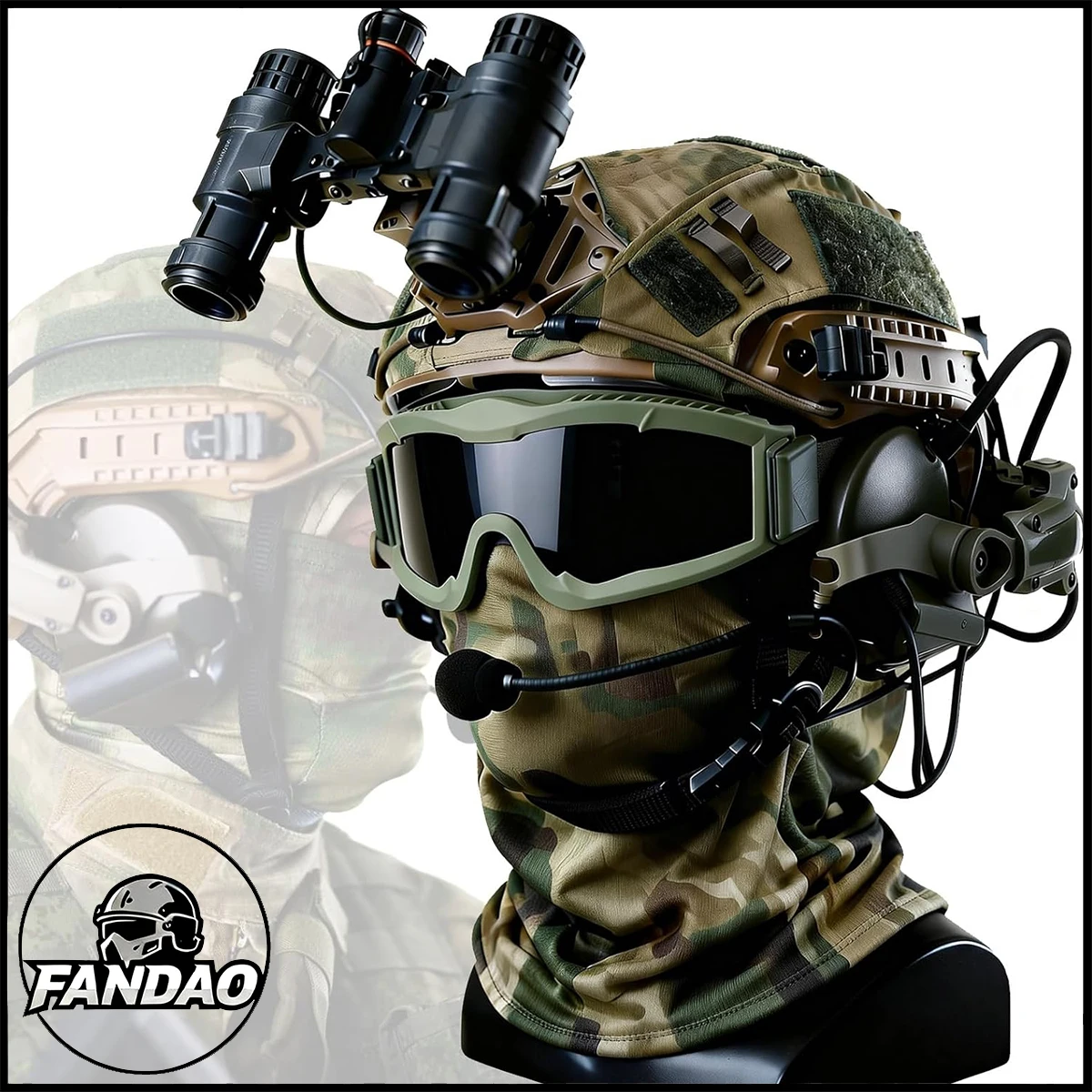 

Tactical Fast Helmet Ruin Camo Military Airsoft Bump Helmet with Headset L4G24 NVG Bracket for Outdoor Field Paintball Cosplay