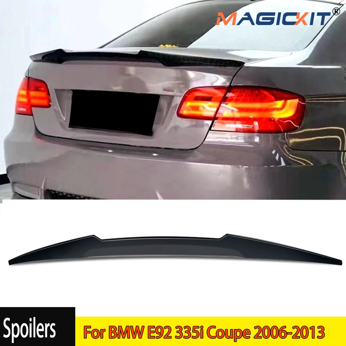 For BMW E92 335i Coupe 2006-2013 Gloss Black Highkick M4 Trunk Spoiler Wing Lip