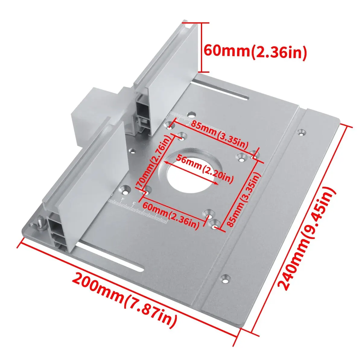 Multifunctional Aluminium Router Table Insert Plate Woodworking Electric Wood Router Flip Plate for Working Benches Router Plate