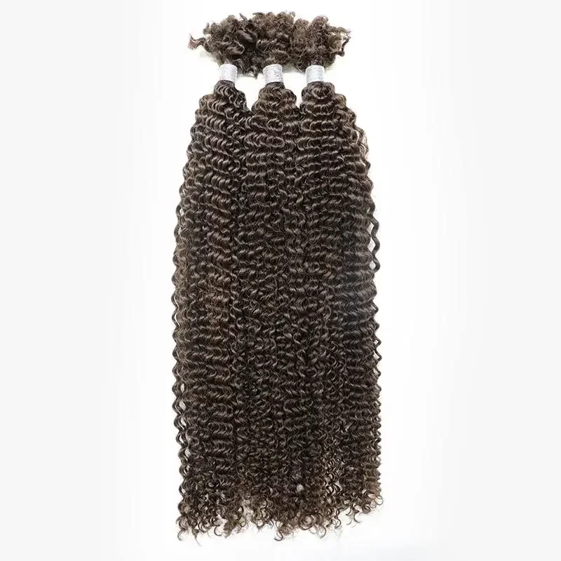 QVR 3 PCS Afro Kinky V Bulk for Kinky Twist Crochet Braiding Hair 100% Human hair Bundles QVR Curly Human Hair Bulks
