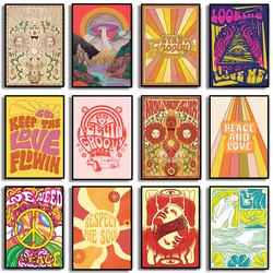 70s Vintage Love Flower Power Peace Hippie Wall Art Canvas Painting Nordic Boho Poster And Prints Wall Picture Living Room Decor