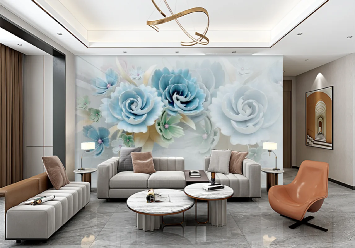 Customized 3D Stereo Mural Wallpaper Modern Simple Flower Background Wall