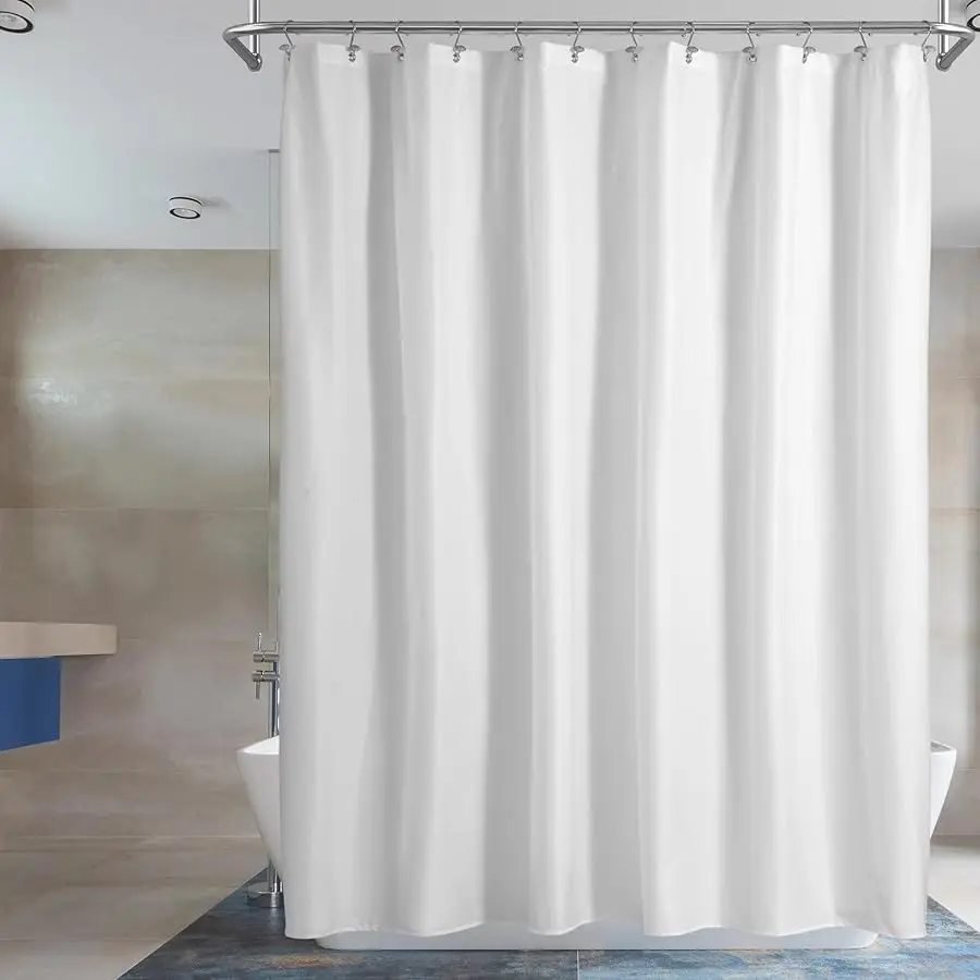 

Waterproof Fabric Shower Curtain or Liner Microfiber - Soft Cloth & Hotel Quality, Machine Washable White Shower Curtain Liner f