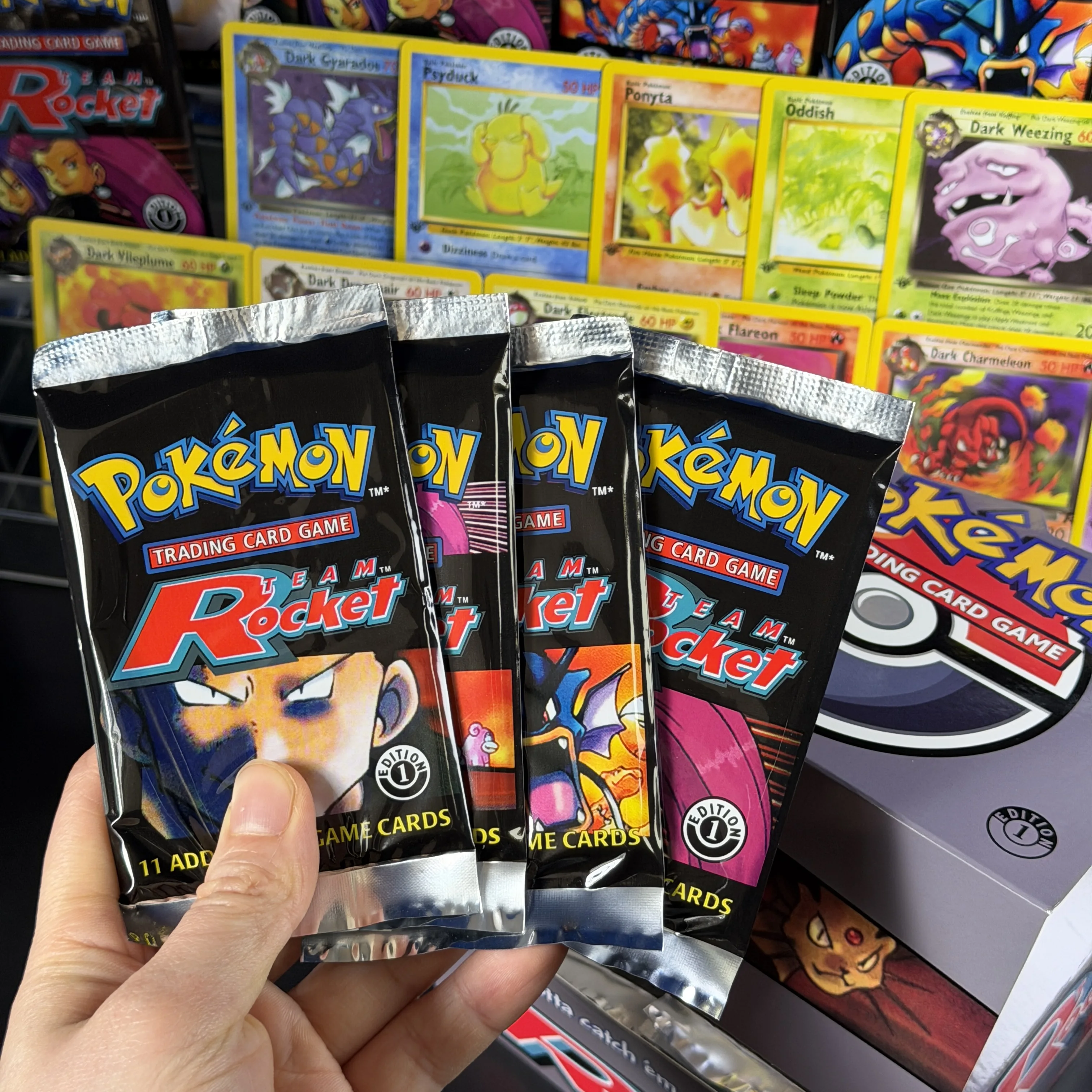 2000 Team Rocket PKM TCG 1ST 36Packs/Box Dark Charizard Blastoise Alakazam Gyarados Hypno 4/82 1/82 HR Proxy Collector Card