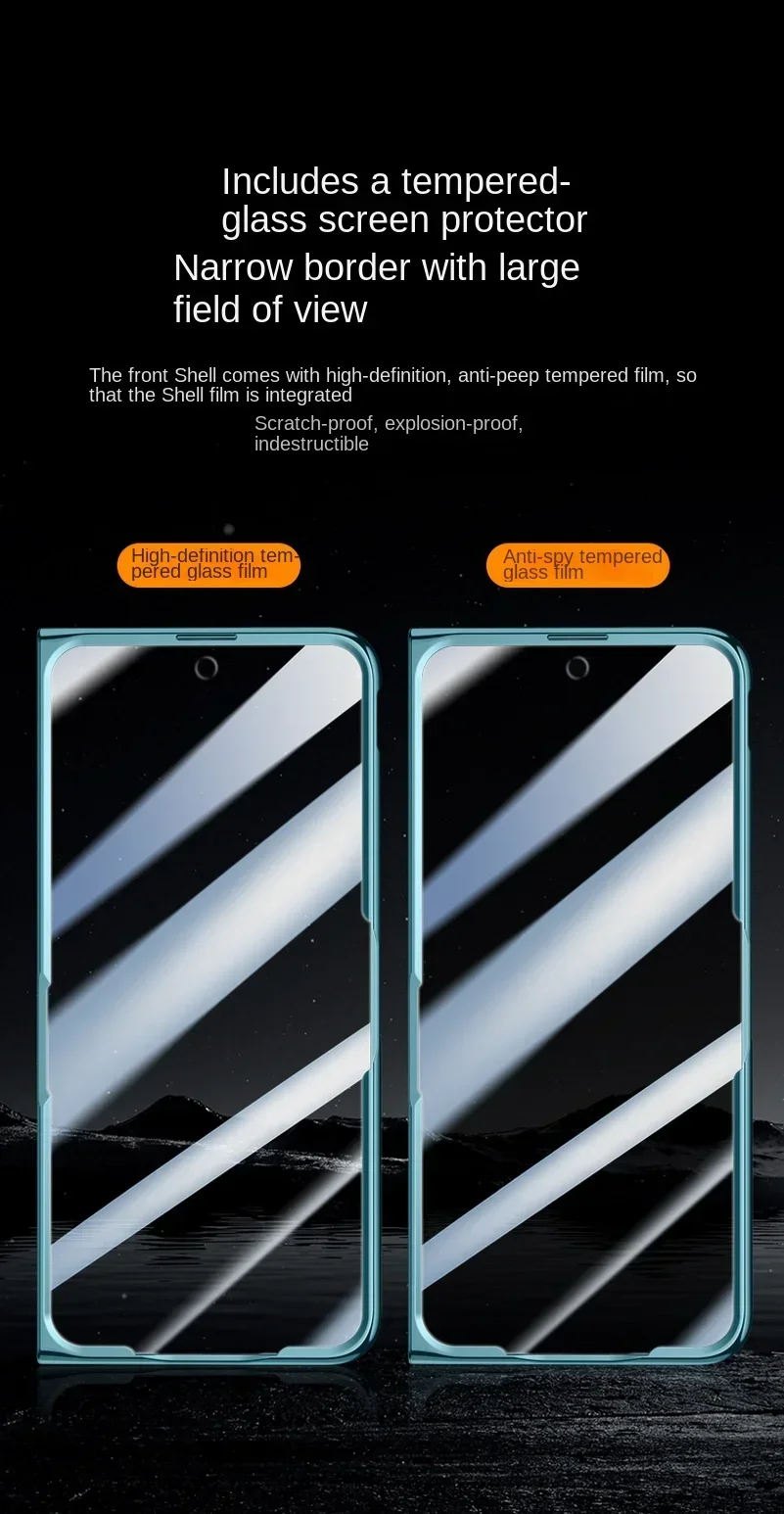 All-inclusive Spring Hinged Holder Cover For VIVO X Fold 6 VIVO X Fold 5 Transparent with Privacy Screen Glass Protector Case