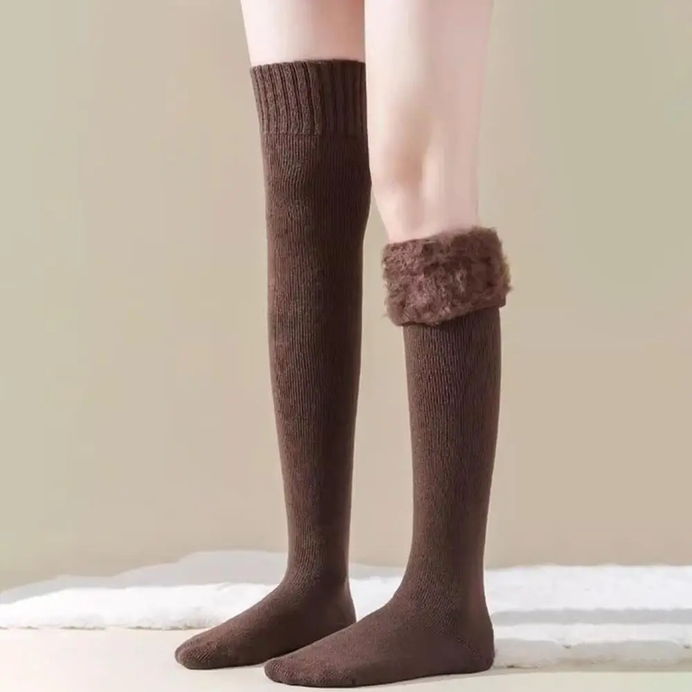 

Women Winter Warm Plush Tube Thigh High Sock Thick Thick Calf Socking Sweet Over Knee Coldproof Outdoor Hosiery Socks Long Socks