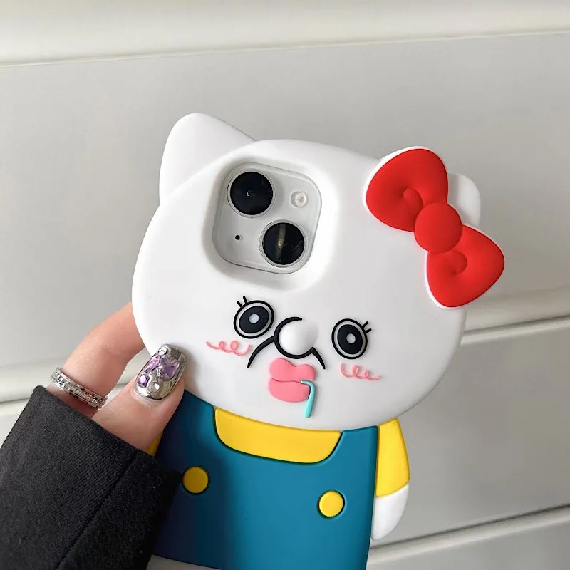 Cute cartoon 3D Bangbang KT Suitable For iPhone 14 Pro Max Phone Case Anti Drop Full Package 11 12 13 14 15 Soft Case Phone Prot