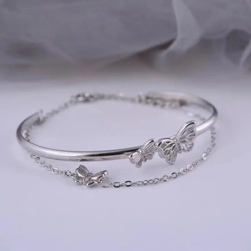 Pulsera de mariposa con borlas dulces para mujer, pulsera con dije de lujo de doble capa con corazón, accesorios estéticos, novedad de 2024