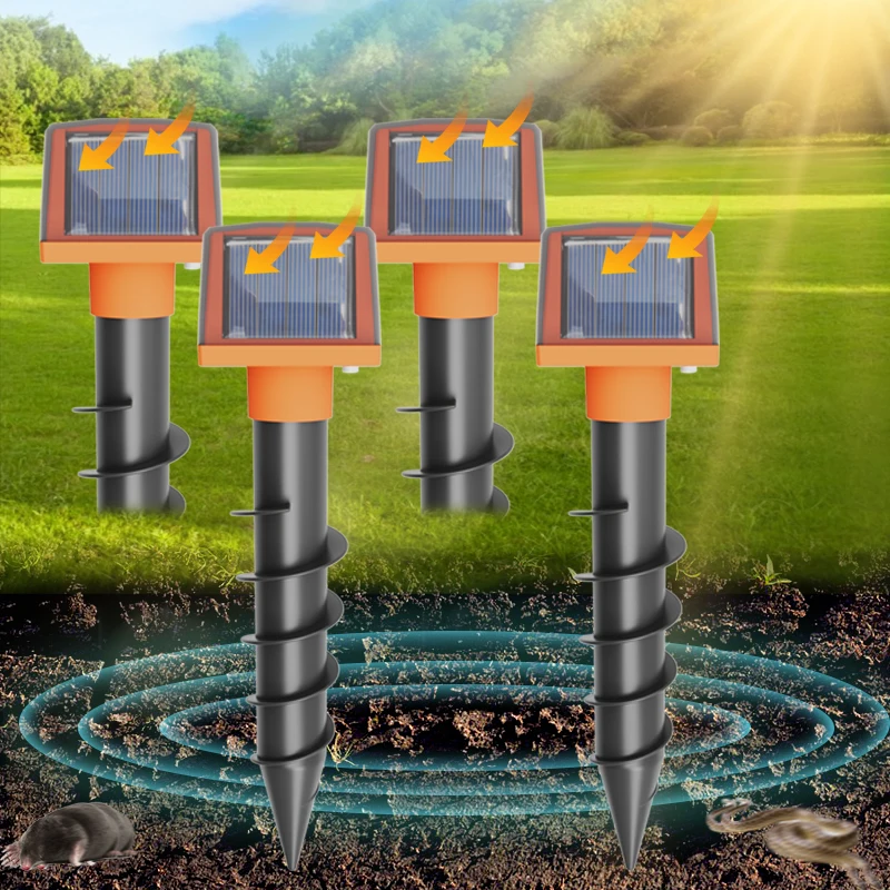 Solarbetriebenes IP66 Outdoor-Mäuseabwehrgerät mit Schallwellenimpuls zur Vertreibung von Maulwürfen und Schlangen – Detail 1