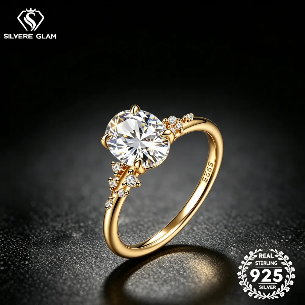 925 Sterling Silver 2CT Oval Twisted Vine Solitaire Ring D VVS1 Moissanite Multi Tone Romantic Wedding Fine Jewelry For Women