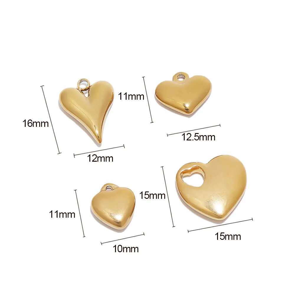 5Pcs Stainless Steel 4 Style Classical Heart Charms Pendants DIY Jewelry Making Necklace Bracelets Findings