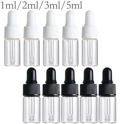 50PCS/1OOPCS Black White  Empty Bottle Filled Clear Color Glass Essential Oil Bottle Strip Perfume Oil Bottle Sample Test Bottle