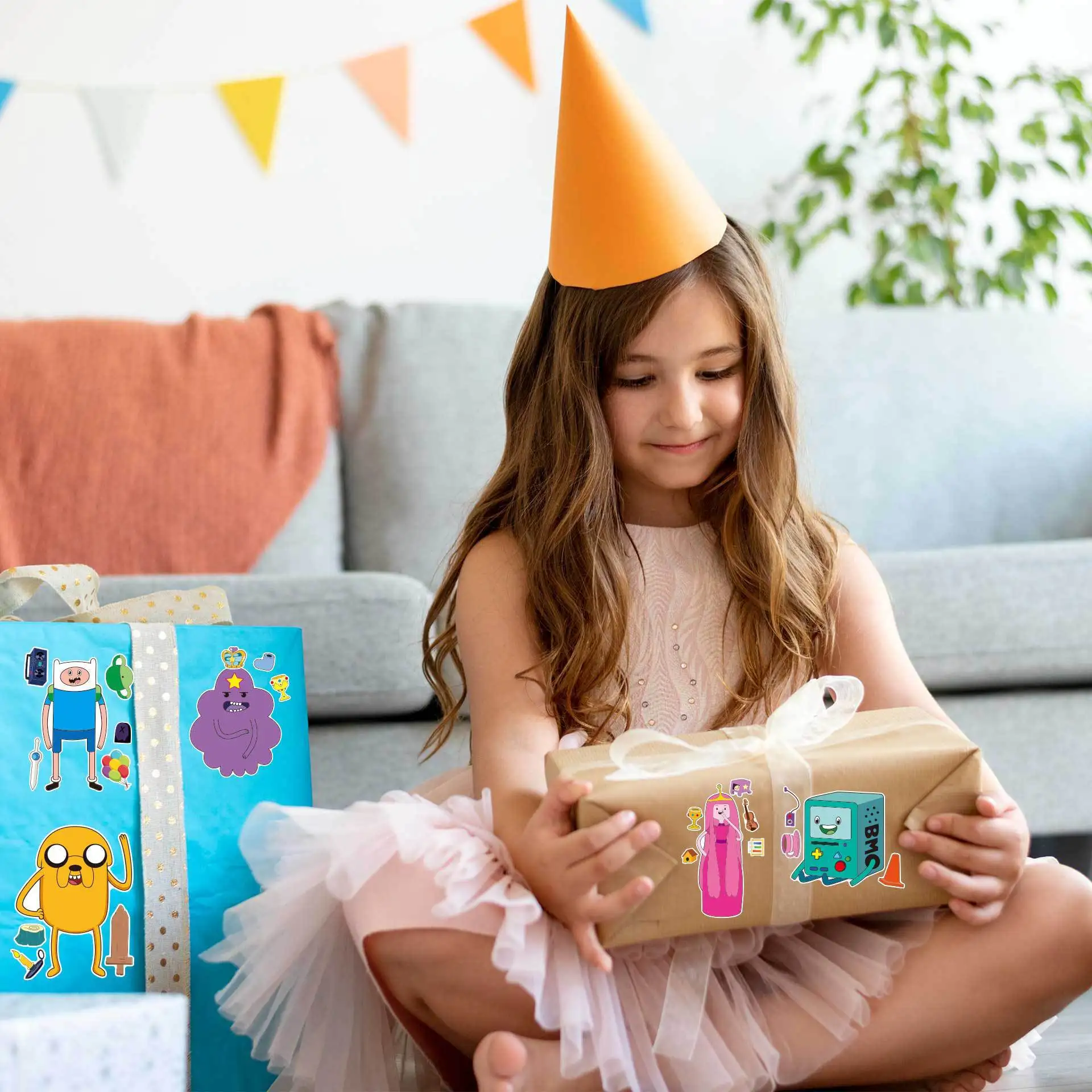 8/16 Lenzuola Adventure Time Puzzle Adesivi Crea un Volto Bambini Cartoon Decalcomanie Giocattoli Assemblare Puzzle Divertenti Giochi di Festa Decorazione Regalo