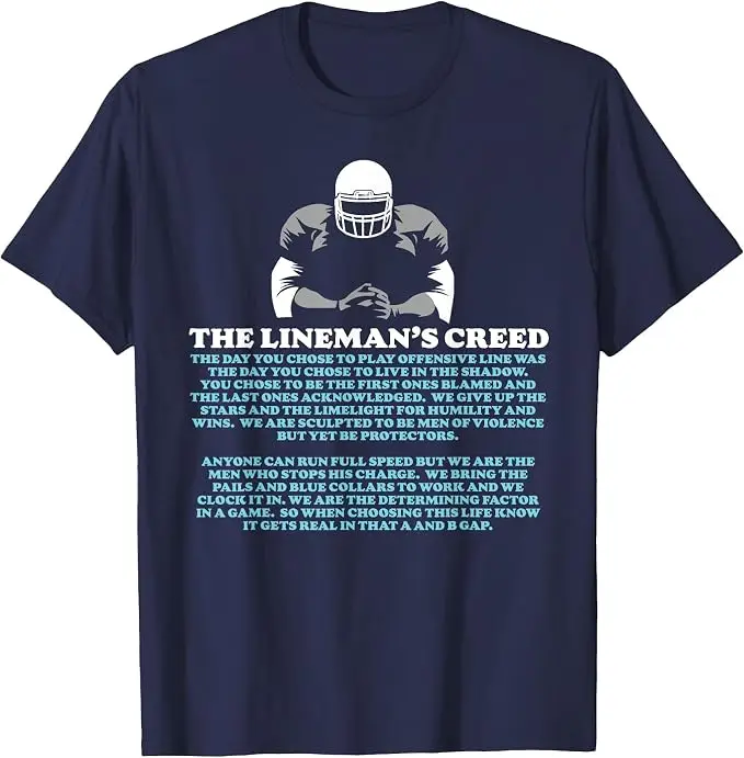 Offensivliner-Gelübde: Leben im Schatten O-Line T-Shirt Y2k Defensivliner-Ausrüstung Sportbekleidung Football-Sprücher-T-Shirt Neuheit – Detail 9