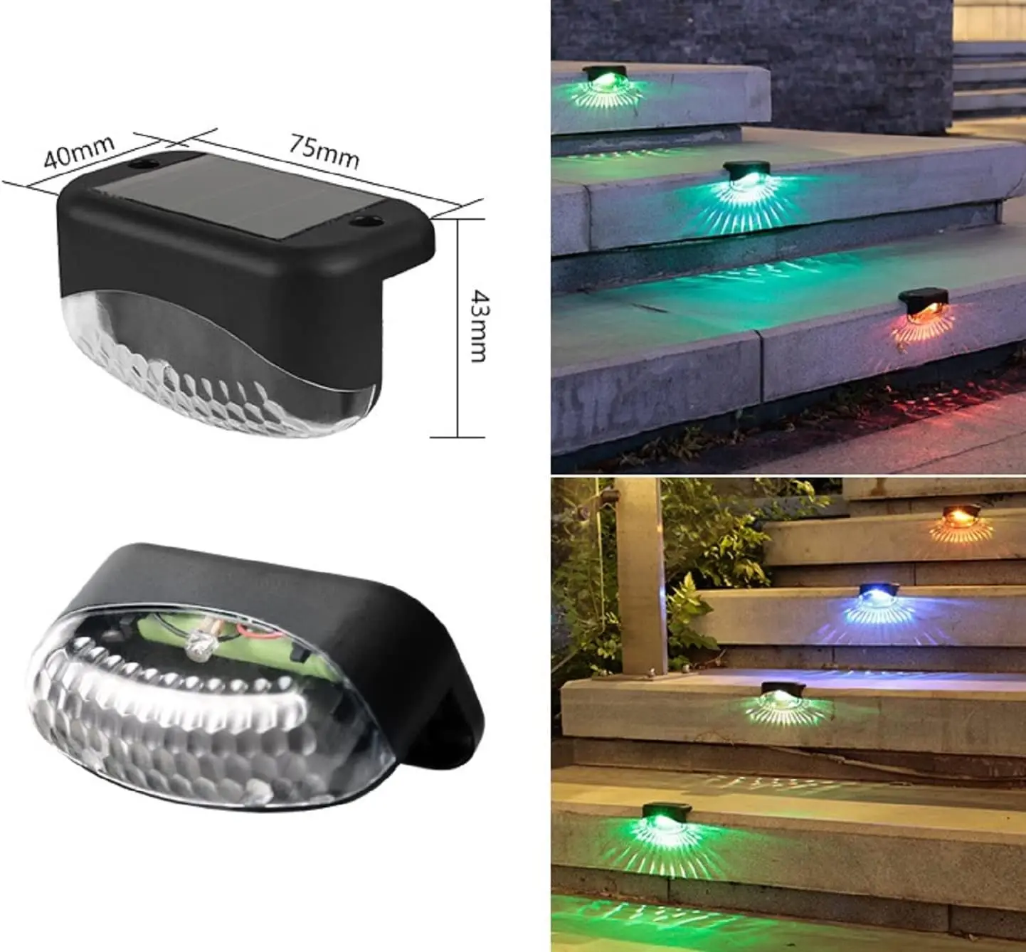 Solar Deck Lights Outdoor, 16 Pack Solar Step Lights Waterproof Led Fence Lighting for Outside Railing,Stairs, Yard An