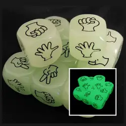 2CM Finger Guessing Dice Funny 6 Sides Glow In The Dark Acrylic Pocket-sized Rock Paper Scissors Mini Dice Game Entertainment