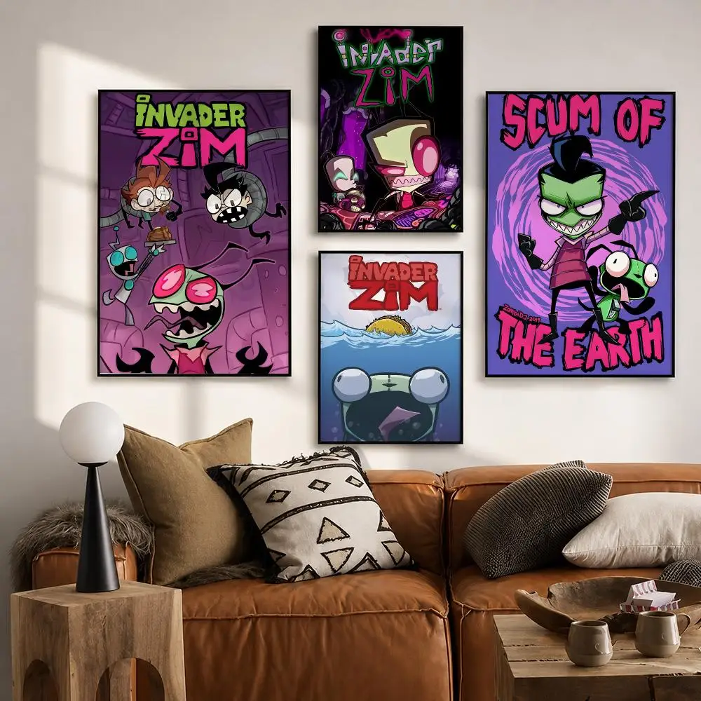 Comic Invader Zim Poster HD Poster Wall Art Self-Stick No-Residue for Home Cafe Office Great Gift