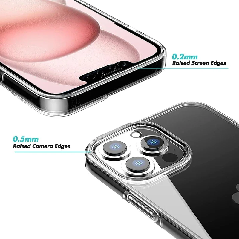 360° Full Clear Body Cover Phone Case For iPhone 16 15 14 13 12 11 Pro XS Max X XR Silicone Shell PC Hard Cover Hybrid Thin Slim
