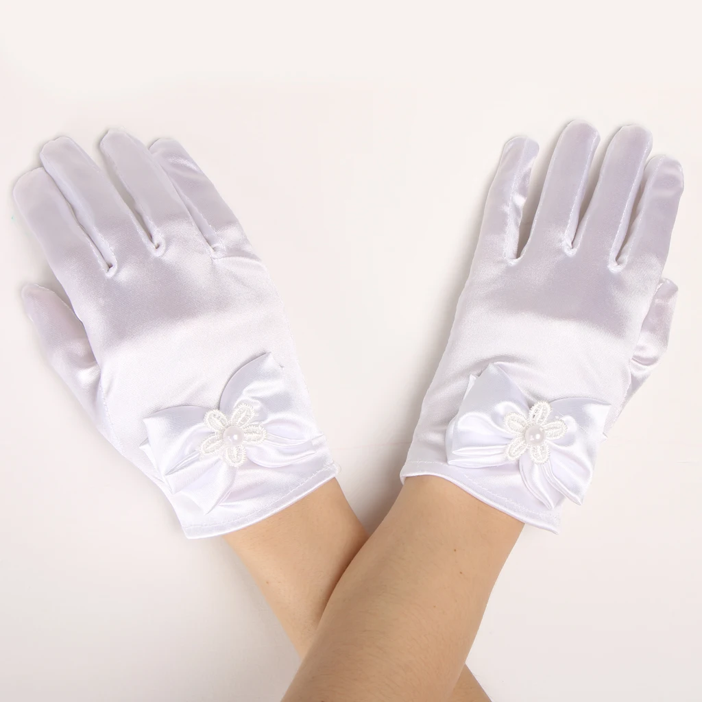 Flower Girls Short Gloves Wedding Party Kids Gloves Formal Occasion