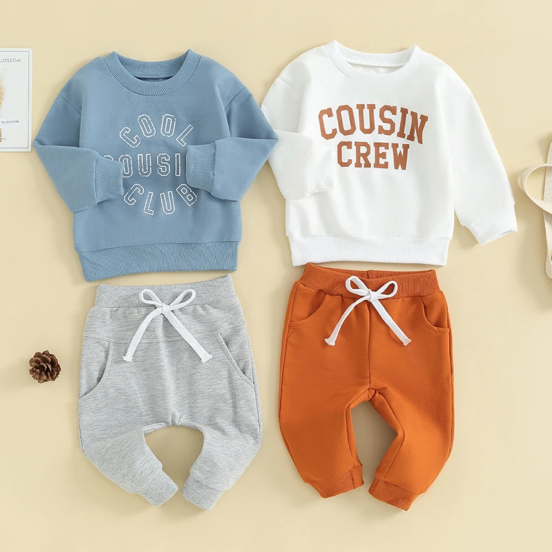 Spring Autumn Baby Boy Clothes Set Letter Print Sweatshirt Pants 2pcs/set Cotton Suits Children Clothing Toddler Tracksuits