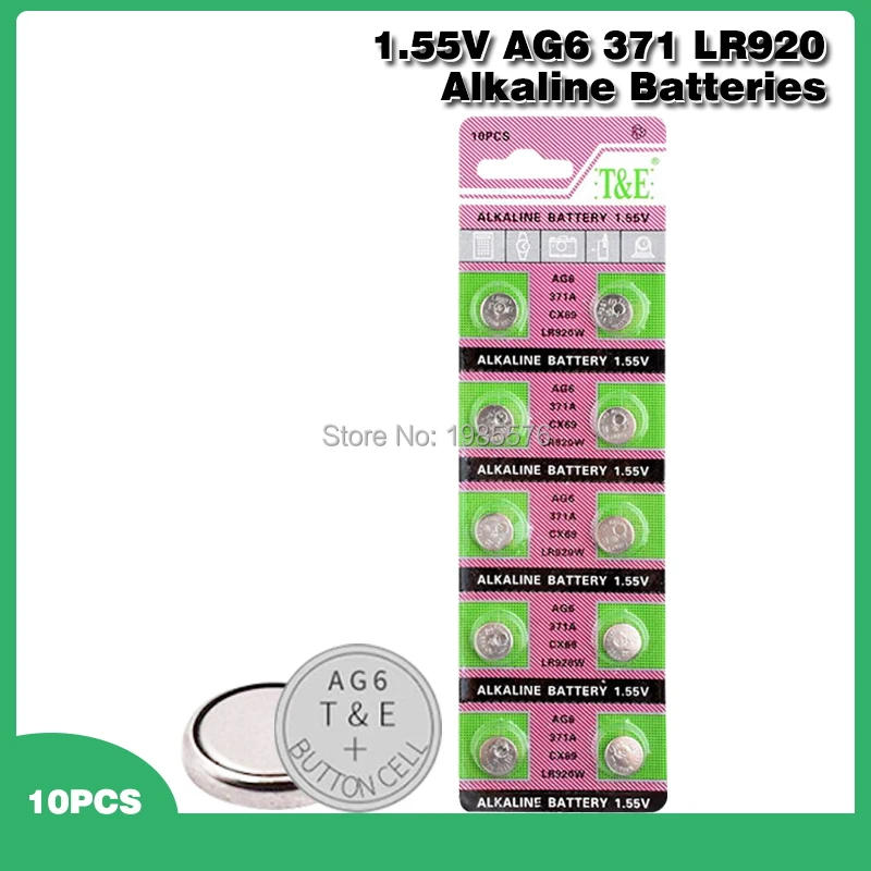 10 Chiếc AG6 Pin Kiềm SR290SW SR920SW V371 D371 LR920SW LR921 SG6 SR69 SB-AN 280-31 Nút Đồng Tiền Tế Bào pin