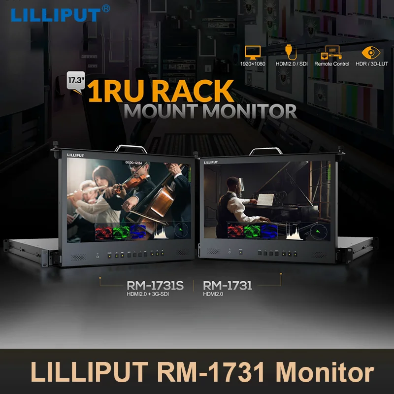 

LILLIPUT RM-1731 17.3 inch 1920×1080 Full HD IPS Screen 3G-SDI 1RU Pull-Out Rackmount Monitor 3G-SDI/ 2.0 Input Field Monitor