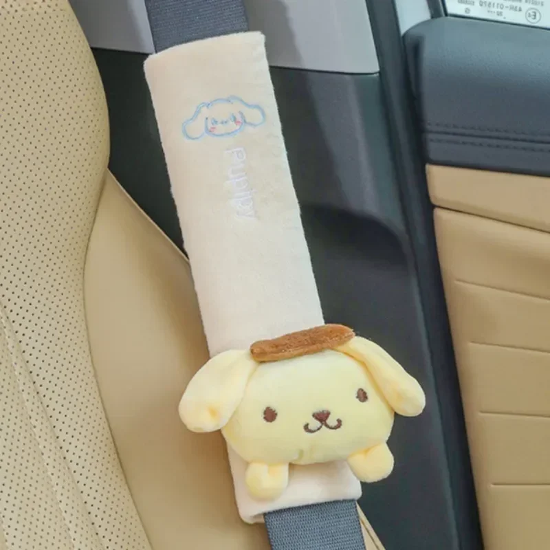 Sanrio My Melody Cinnamoroll Kuromi Car Seat Belt Protector Cartoon Anime Character Doll Accessories Car Kawaii Decoration Gift