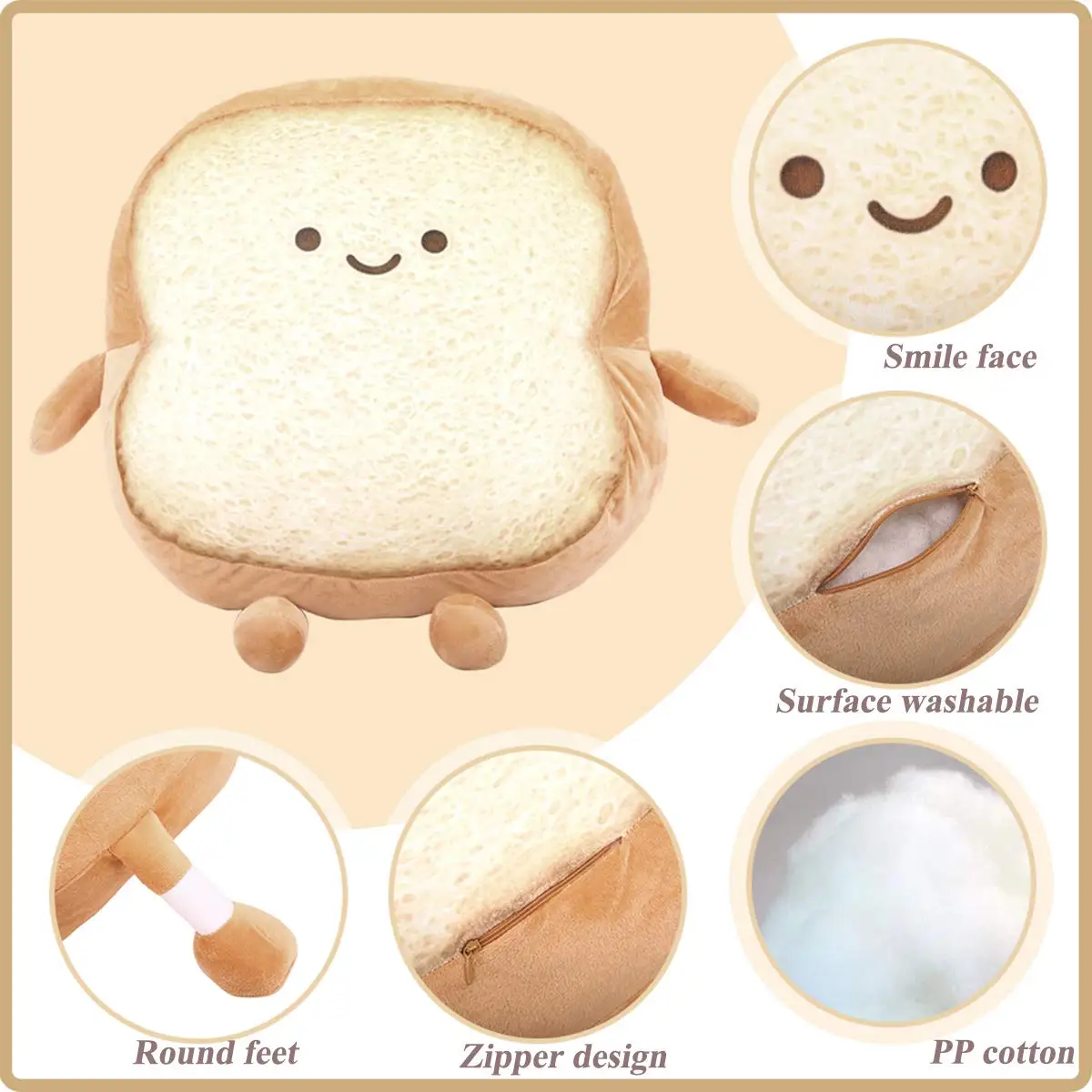 Toast Brot Kissen Lebensmittel Plüsch Spielzeug Gefüllte PlushToast Sofa Kissen Cartoon Puppe Spielzeug oder Kinder Erwachsene Geschenk Hause Schlafzimmer Decor geburtstag