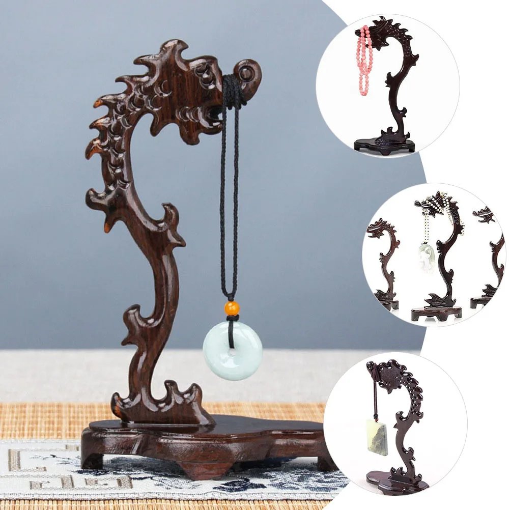 Wooden Jade Ware Holder Elegant Jewelry Display Stand for Home Necklace Bracelet Organizer Wooden Jade Necklace Rack Jewelry