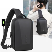 Paquetes de pecho con cerradura de combinación antirrobo con puerto de carga USB, bolso cruzado de negocios a la moda para hombre, bolso de hombro de almacenamiento de viaje