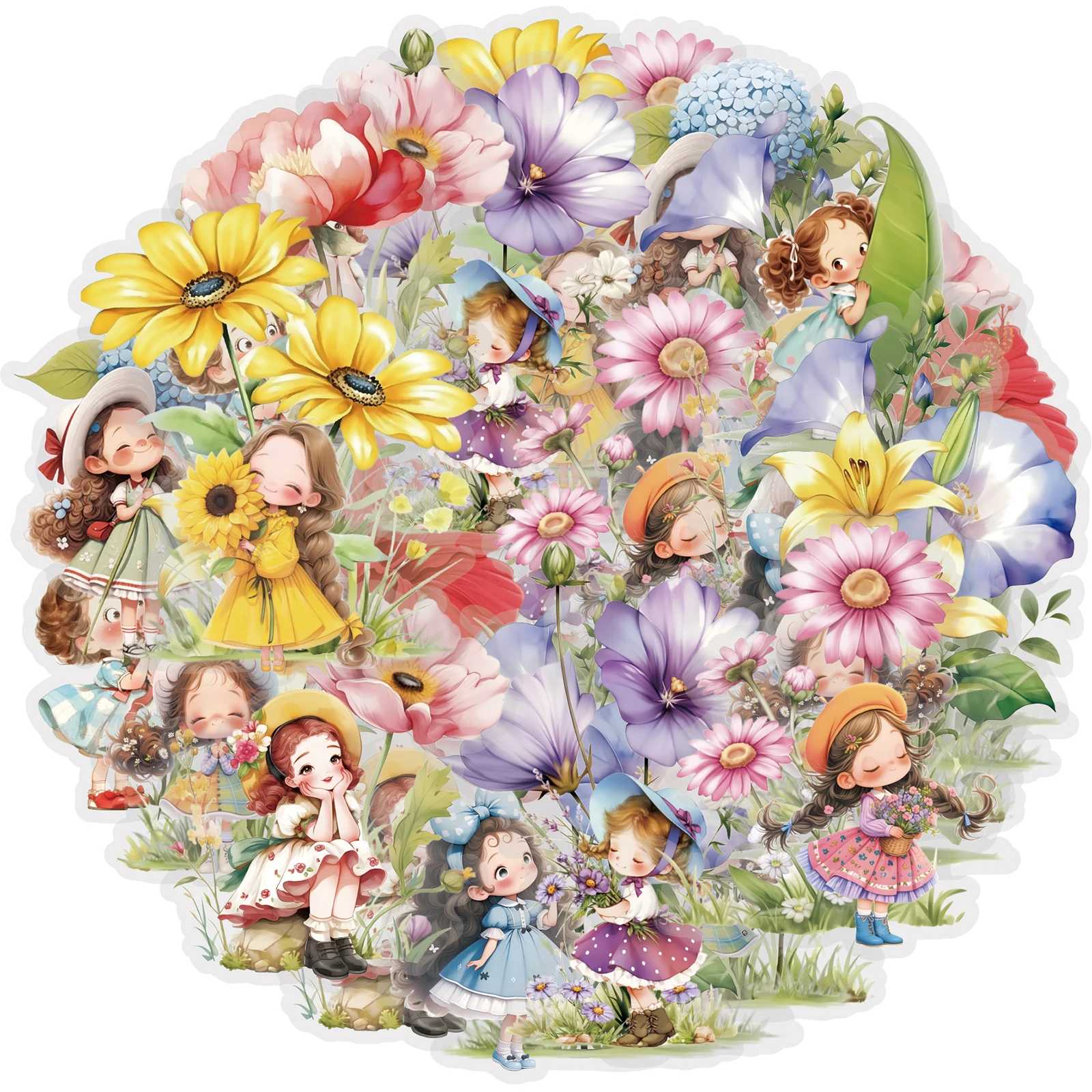 Etori Life Flower Roaming Cute Floral Girl Aufkleber 10 Stück Aquarell Sweet Style Journal Dekoration Aufkleber für Laptop, Wasserflasche, Koffer, Fotoalbum, Scrapbooking-Zubehör, Kindergeschenk,