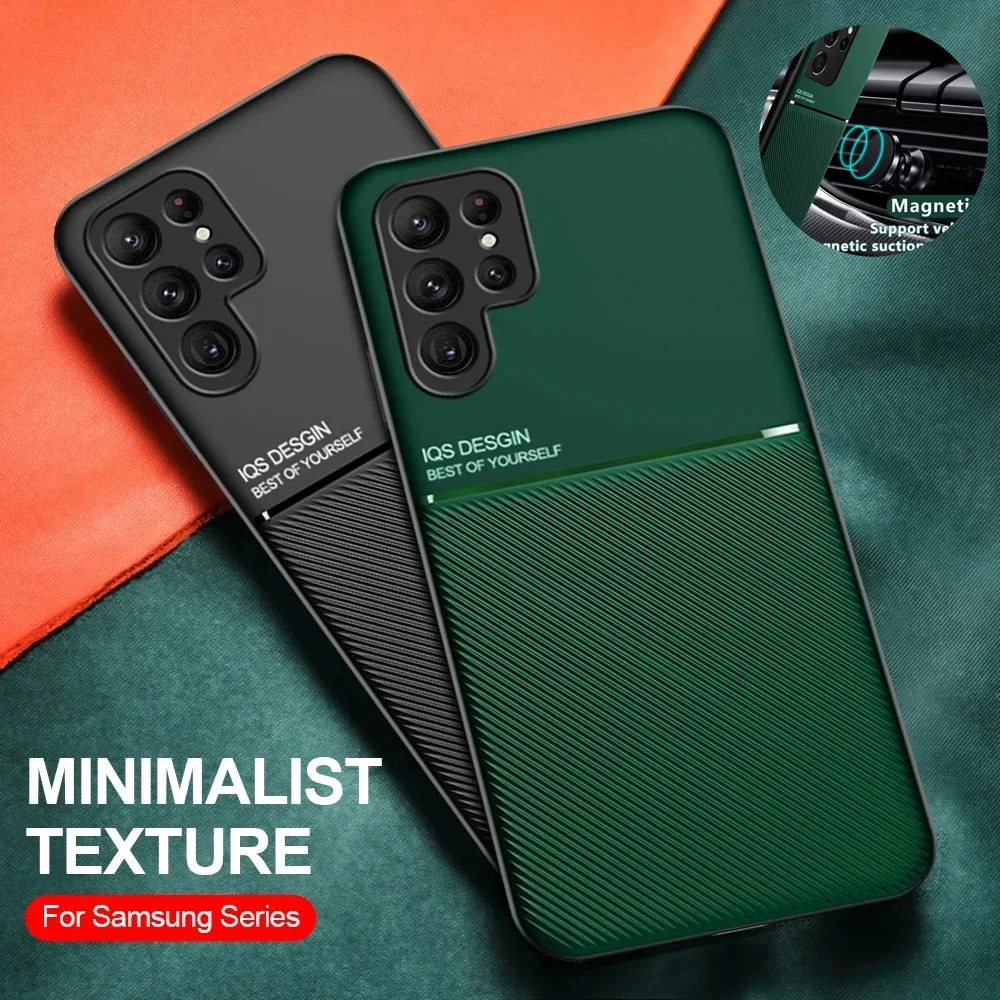 Fundas magnéticas delgadas y ligeras para Samsung Galaxy S25 S24 Ultra S23 S22 S21 Ultra S10 Plus S20 S24 FE Note 20 10 Funda de cuero