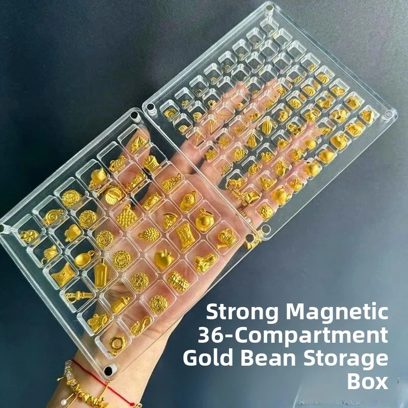 

Gold Beads Accessories Storage Box Real Gold Pendents Necklace Bracelet Jewelry Organizer Simple Style Household Storage