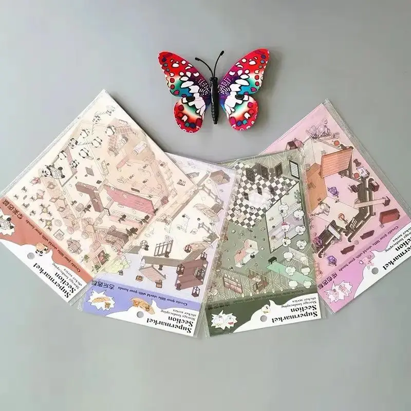 

3D House Landscaping Themed Sticker Stationery DIY Collage Scrapbook Handmade Diary Stickers Children's Kids Gift