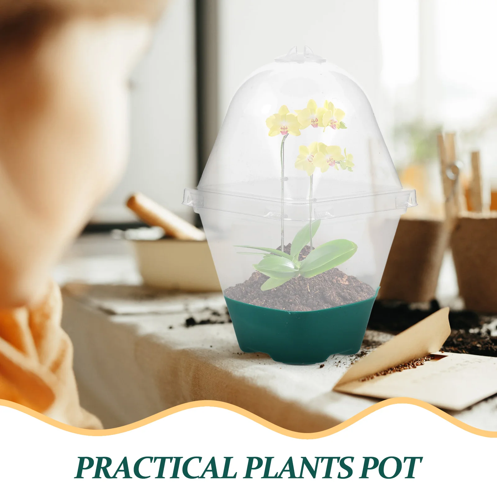 

Lidded Clear Plastic Nursery Pot Stackable Lightweight Garden Supplies Small Succulent Plant Pot With Drainage Holes Reusable